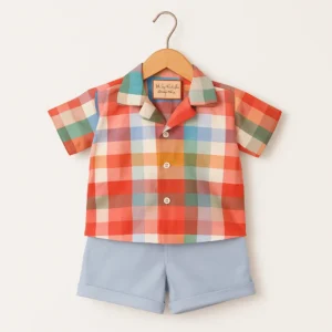 বাচ্চাদের কিউবান কলার শার্ট ও প্যান্ট সেট